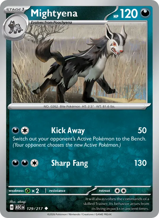 Mightyena Reverse Holo 129/217 Ascended Heroes Pokémon Card