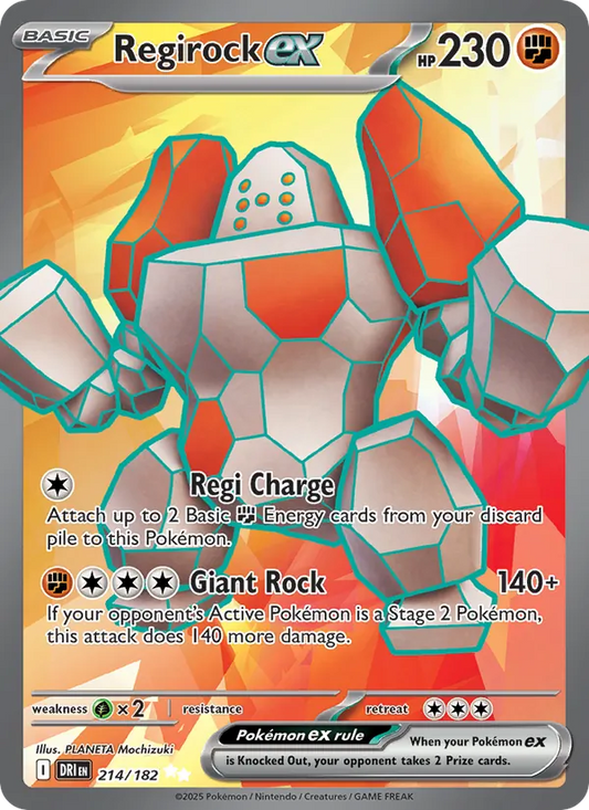 Regirock ex Holo 214/182 Destined Rivals Pokémon Card