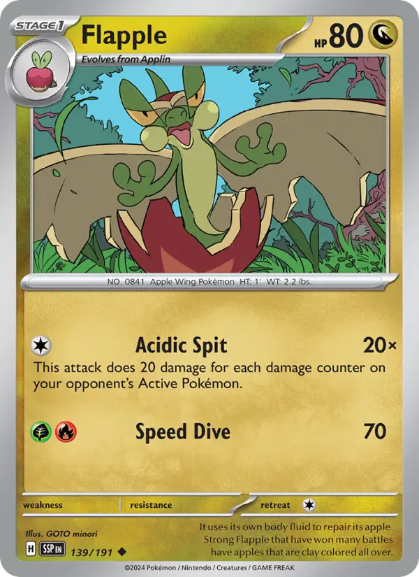 Flapple Reverse Holo 139/191 Surging Sparks Pokémon Card