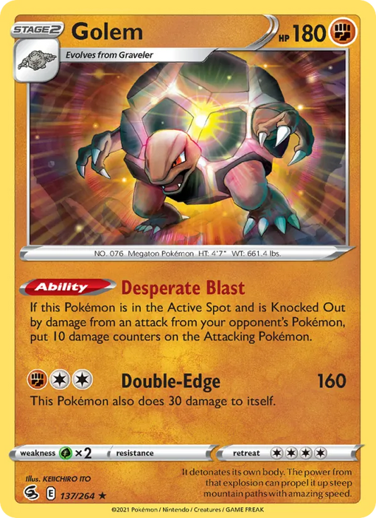 Golem Reverse Holo 137/264 Fusion Strike Pokémon Card