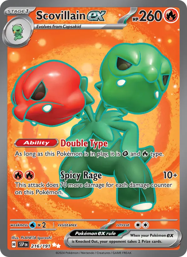 Scovillain ex Holo 216/191 Surging Sparks Pokémon Card