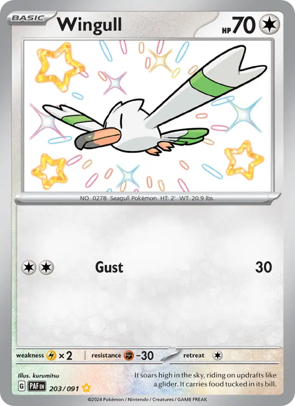 Wingull Holo 203/91 Paldean Fates Pokémon Card