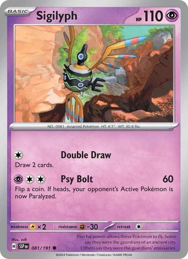 Sigilyph Reverse Holo 081/191 Surging Sparks Pokémon Card
