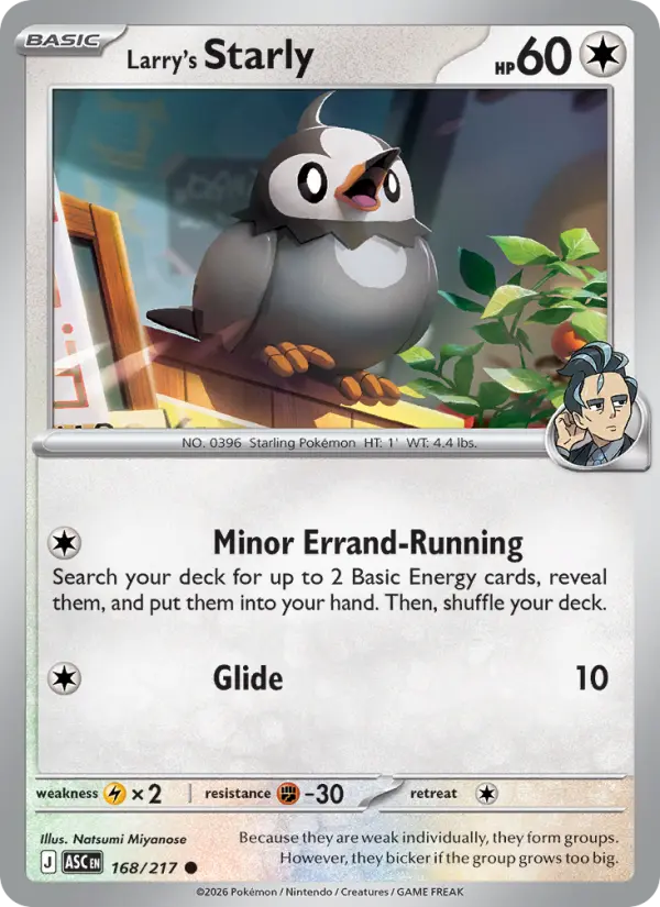 Larry's Starly Reverse Holo 168/217 Ascended Heroes Pokémon Card