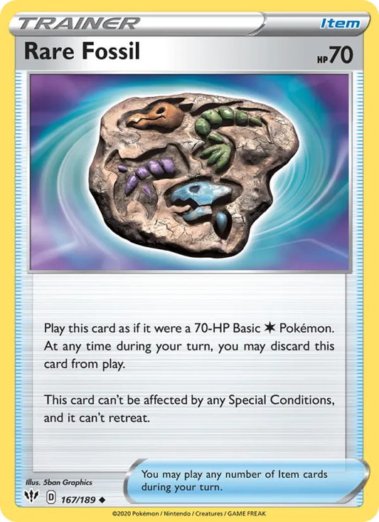 Rare Fossil Reverse Holo 167/189 Darkness Ablaze Pokémon Card