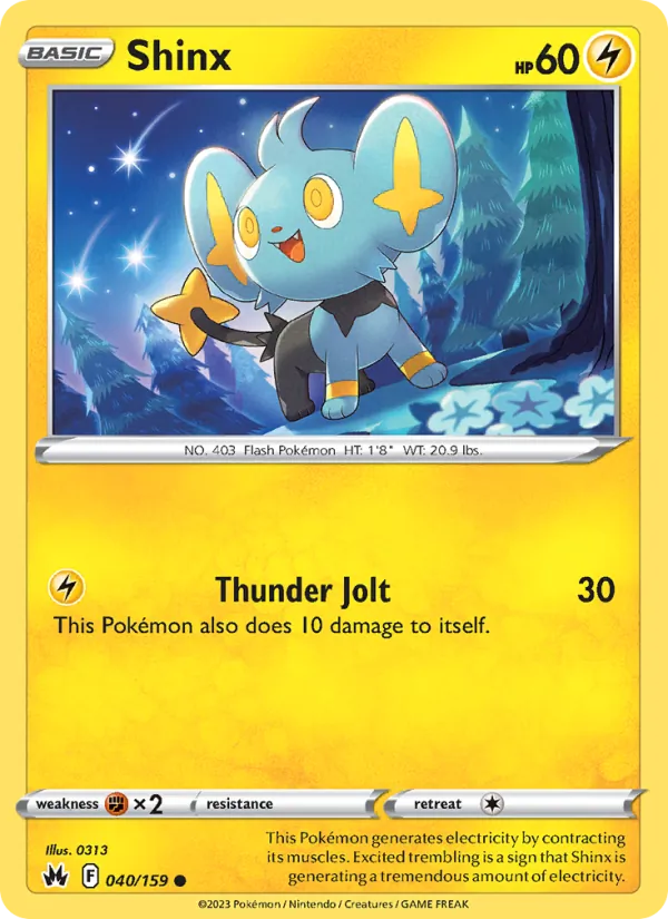 Shinx Reverse Holo 040/159 Crown Zenith Pokémon Card