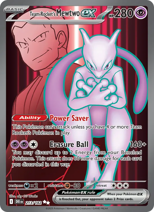 Team Rocket's Mewtwo ex Holo 213/182 Destined Rivals Pokémon Card