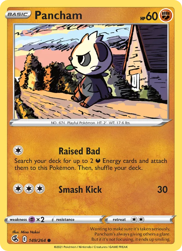 Pancham Reverse Holo 149/264 Fusion Strike Pokémon Card