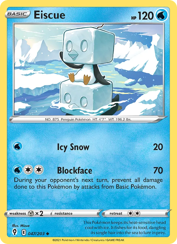 Eiscue Reverse Holo 047/203 Evolving Skies Pokémon Card