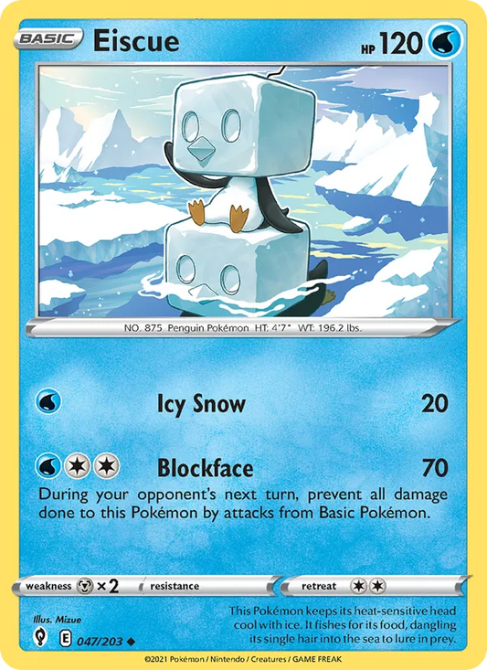 Eiscue Reverse Holo 047/203 Evolving Skies Pokémon Card