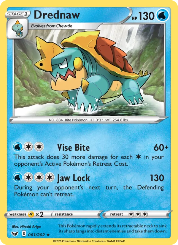 Drednaw Reverse Holo 061/202 Sword & Shield Pokémon Card
