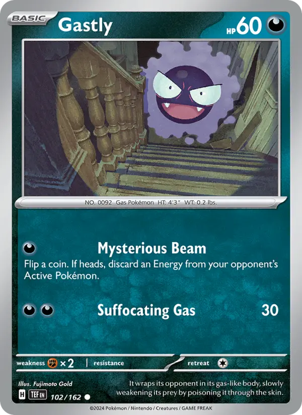 Gastly Reverse Holo 102/162 Temporal Forces Pokémon Card