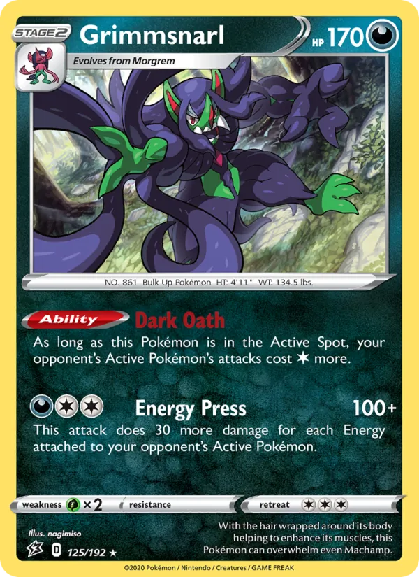 Grimmsnarl Reverse Holo 125/192 Rebel Clash Pokémon Card