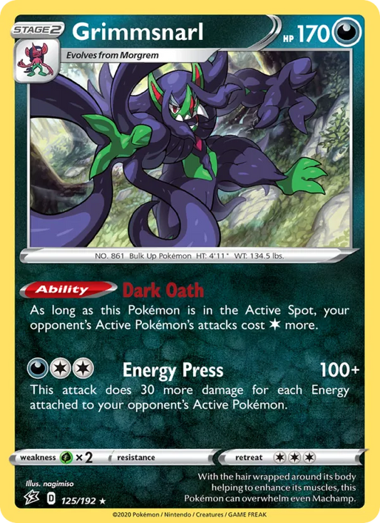 Grimmsnarl Reverse Holo 125/192 Rebel Clash Pokémon Card