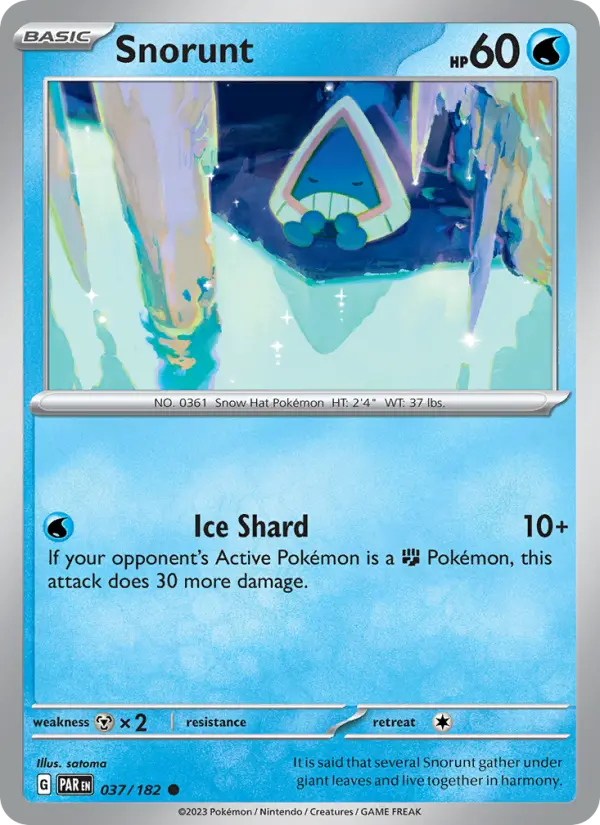 Snorunt Reverse Holo 037/182 Paradox Rift Pokémon Card