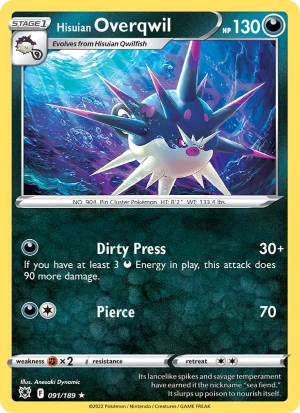 Hisuian Overqwil Reverse Holo 091/189 Astral Radiance Pokémon Card