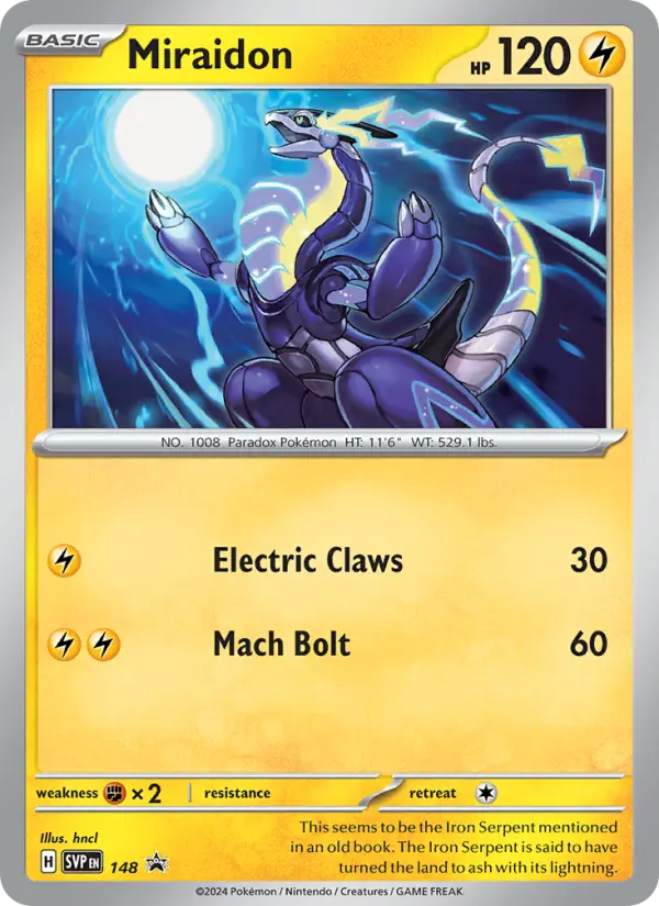 Miraidon Non-Foil 148/225 SVP Black Star Promos Pokémon Card