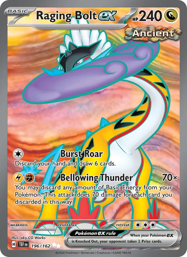 Raging Bolt ex Holo 196/162 Temporal Forces Pokémon Card