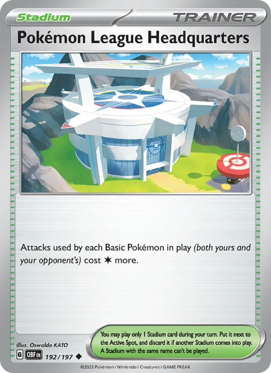 Pokémon League Headquarters Normal 192/197 Obsidian Flames Pokémon Card