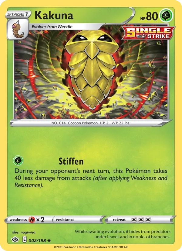 Kakuna Reverse Holo 002/198 Chilling Reign Pokémon Card