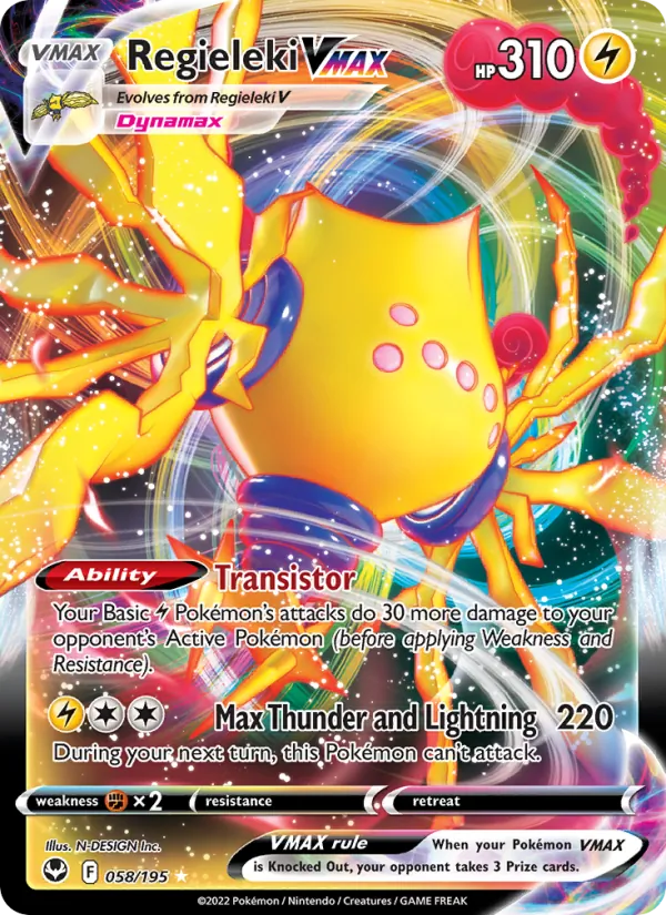 Regieleki VMAX Holo 058/195 Silver Tempest Pokémon Card
