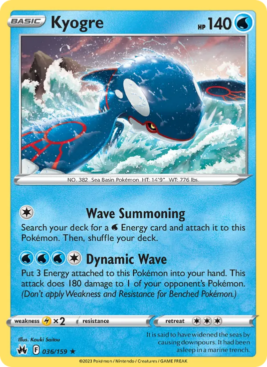 Kyogre Reverse Holo 036/159 Crown Zenith Pokémon Card