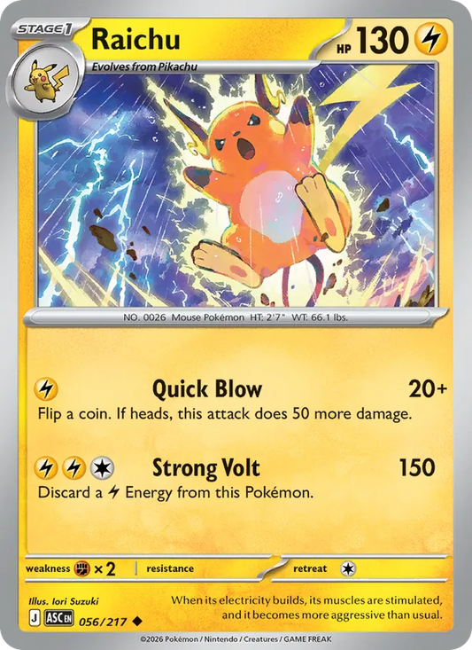 Raichu Normal 056/217 Ascended Heroes Pokémon Card