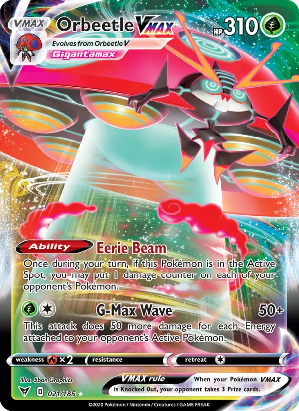 Orbeetle VMAX Holo 021/185 Vivid Voltage Pokémon Card