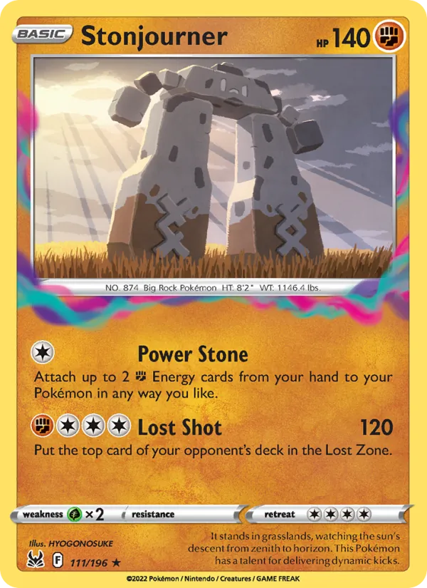 Stonjourner Reverse Holo 111/196 Lost Origin Pokémon Card