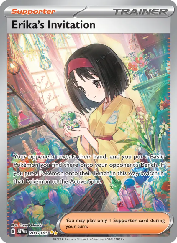 Erika's Invitation Holo 203/165 151 Pokémon Card