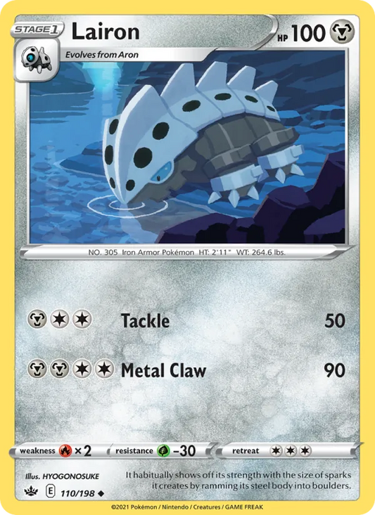 Lairon Reverse Holo 110/198 Chilling Reign Pokémon Card