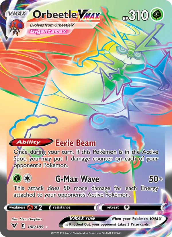 Orbeetle VMAX Holo 186/185 Vivid Voltage Pokémon Card
