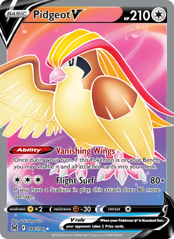 Pidgeot V Holo 188/196 Lost Origin Pokémon Card