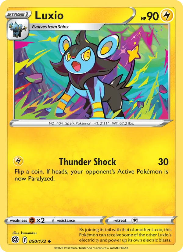 Luxio Reverse Holo 050/172 Brilliant Stars Pokémon Card