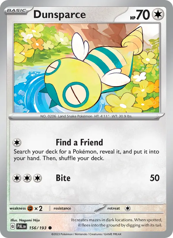 Dunsparce Non-Foil 156/193 Paldea Evolved Pokémon Card
