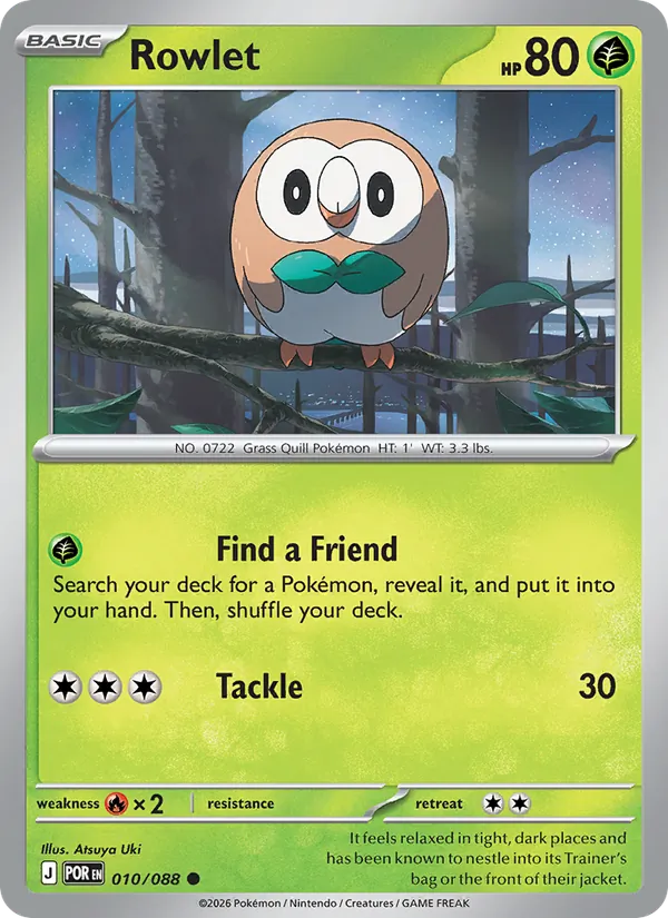 Rowlet Non-Holo 010/88 Perfect Order Pokémon Card