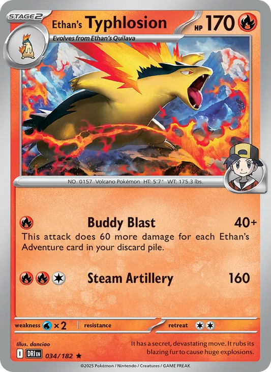 Ethan's Typhlosion Normal 034/182 Destined Rivals Pokémon Card