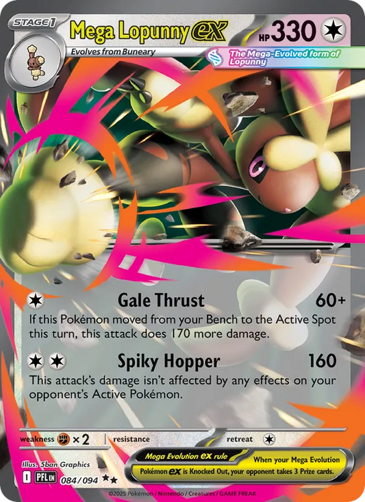 Mega Lopunny ex Holo 084/94 Phantasmal Flames Pokémon Card