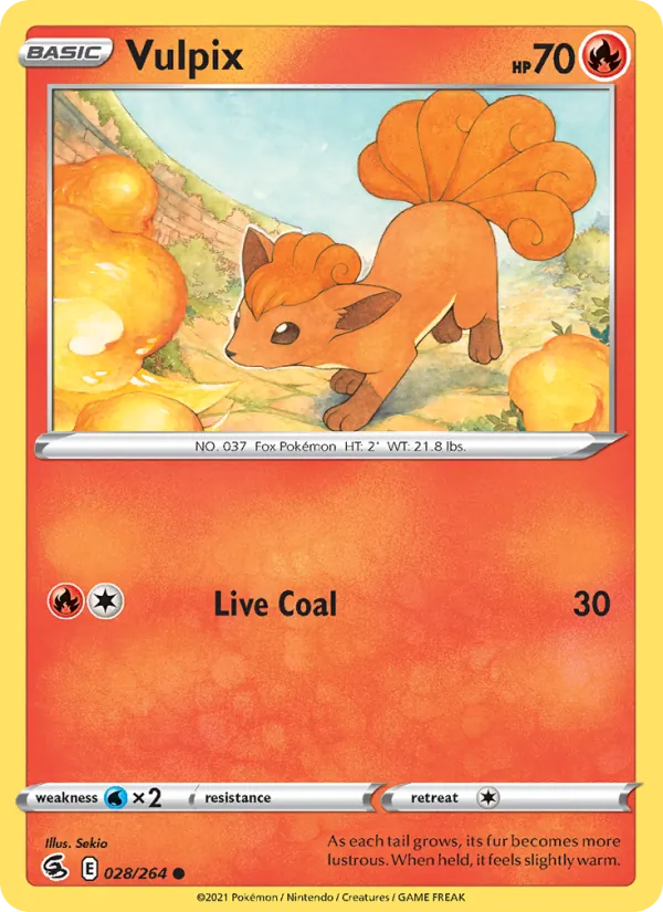 Vulpix Reverse Holo 028/264 Fusion Strike Pokémon Card