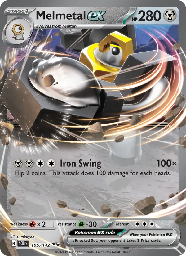 Melmetal ex Holo 105/142 Stellar Crown Pokémon Card