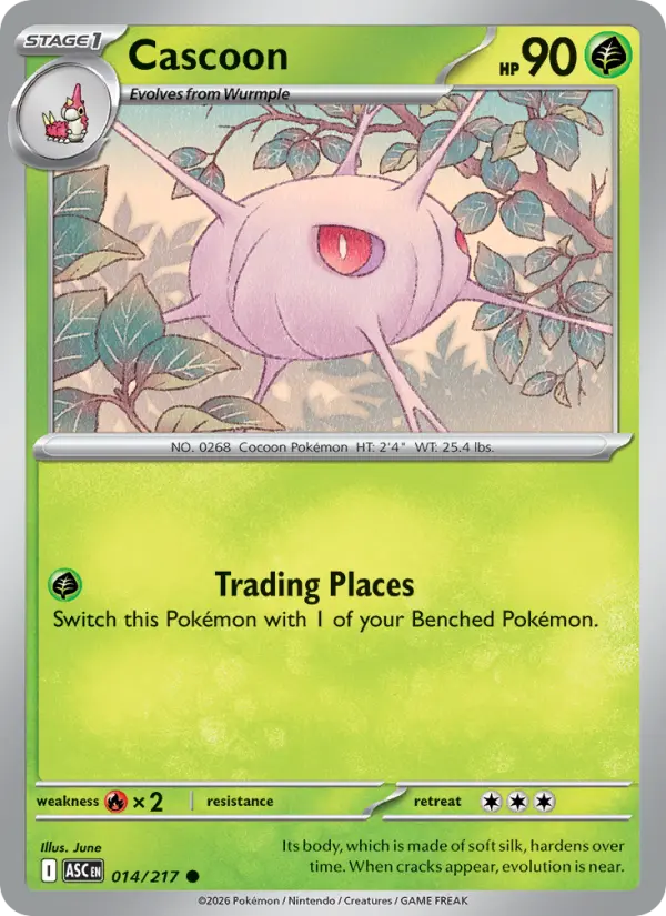 Cascoon Reverse Holo 014/217 Ascended Heroes Pokémon Card