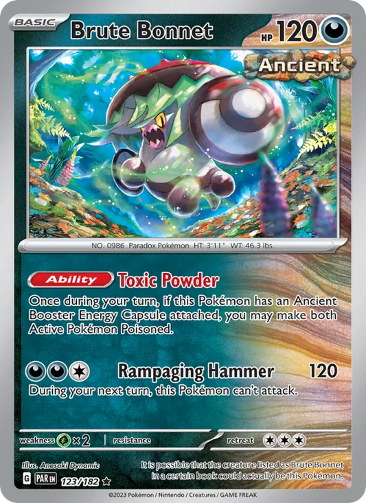 Brute Bonnet Holo 123/182 Paradox Rift Pokémon Card