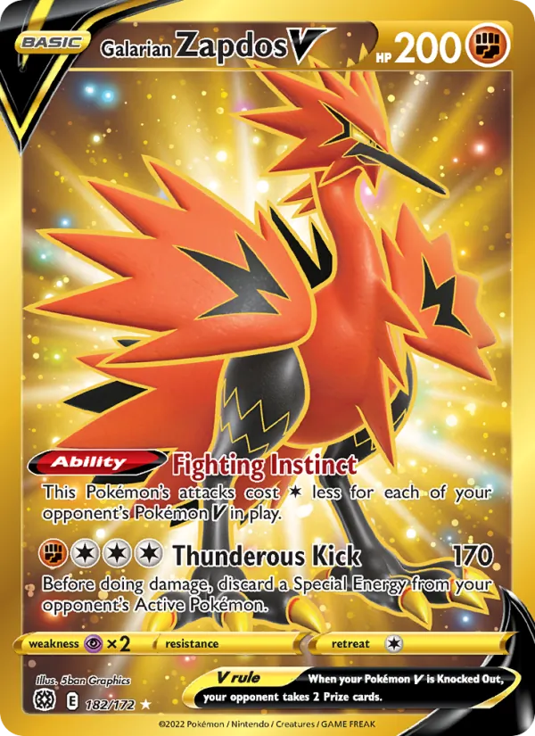 Galarian Zapdos V Holo 182/172 Brilliant Stars Pokémon Card