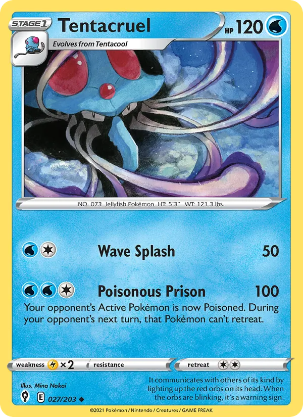Tentacruel Reverse Holo 027/203 Evolving Skies Pokémon Card