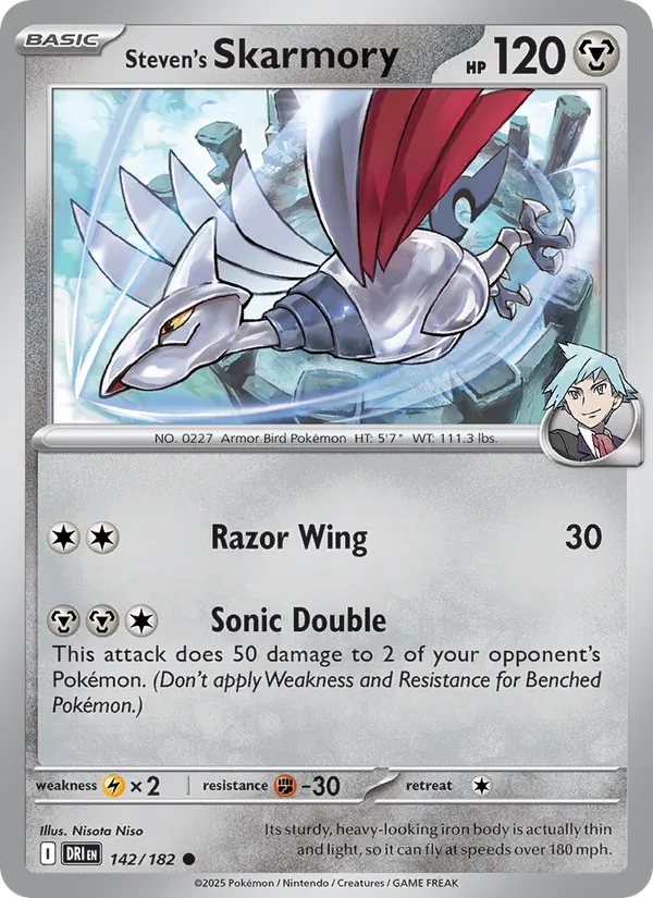Steven's Skarmory Normal 142/182 Destined Rivals Pokémon Card