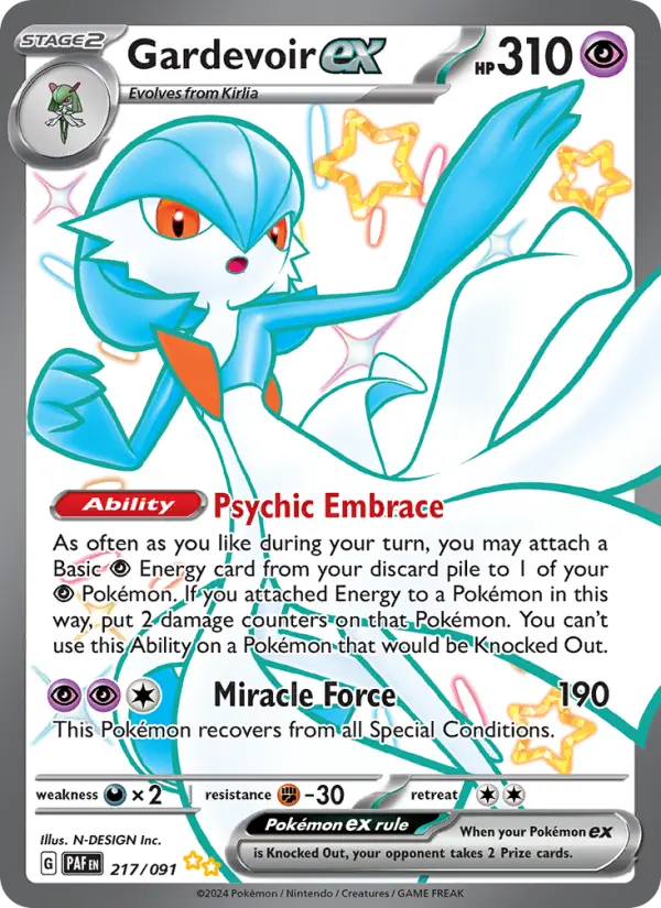 Gardevoir ex Holo 217/91 Paldean Fates Pokémon Card
