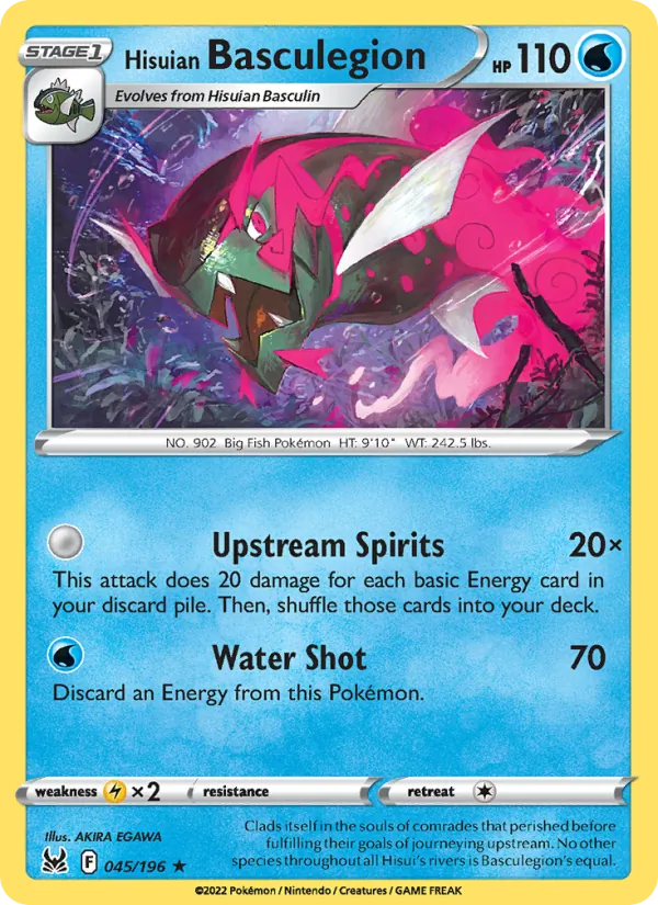 Hisuian Basculegion Reverse Holo 045/196 Lost Origin Pokémon Card
