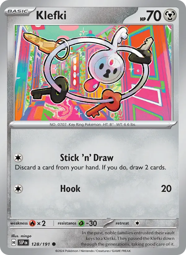 Klefki Reverse Holo 128/191 Surging Sparks Pokémon Card