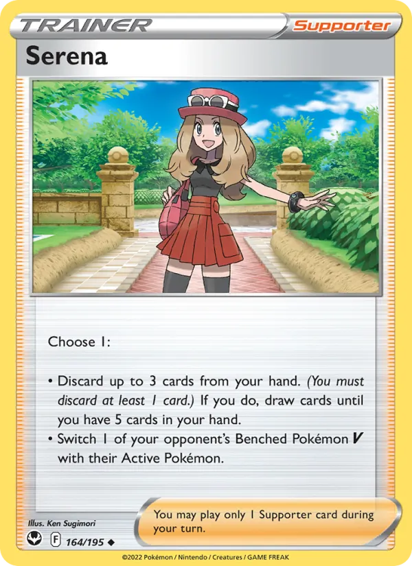 Serena Reverse Holo 164/195 Silver Tempest Pokémon Card