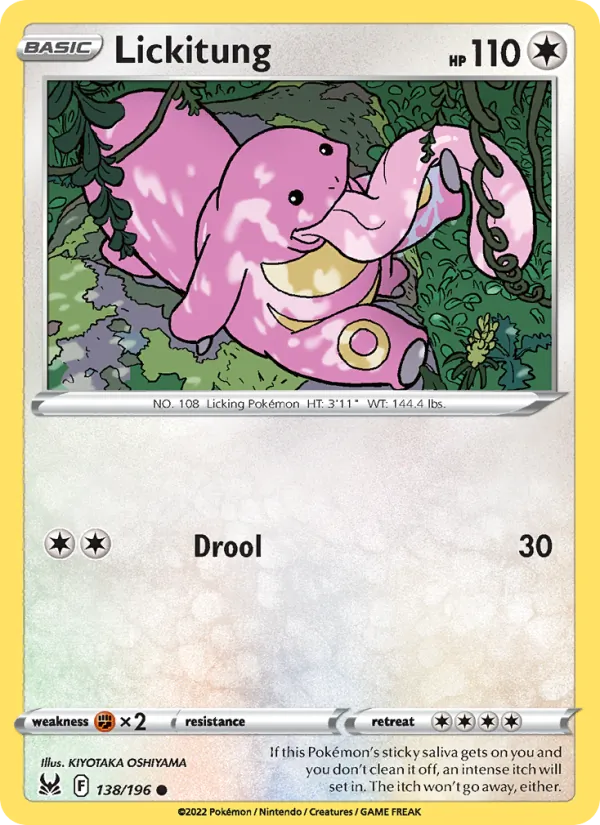 Lickitung Reverse Holo 138/196 Lost Origin Pokémon Card
